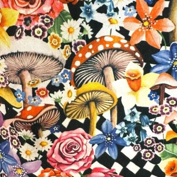 NWT For Love & Lemons Deidre Checkered Mushroom Print Cross Front Halter Top - Picture 10 of 10